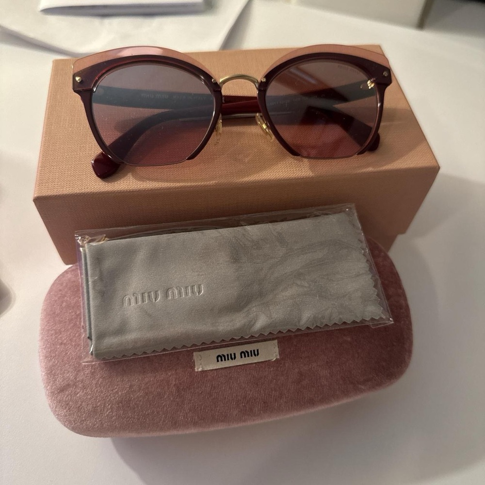 Miu Miu Pink Sunglasses Semi-Rimless Design